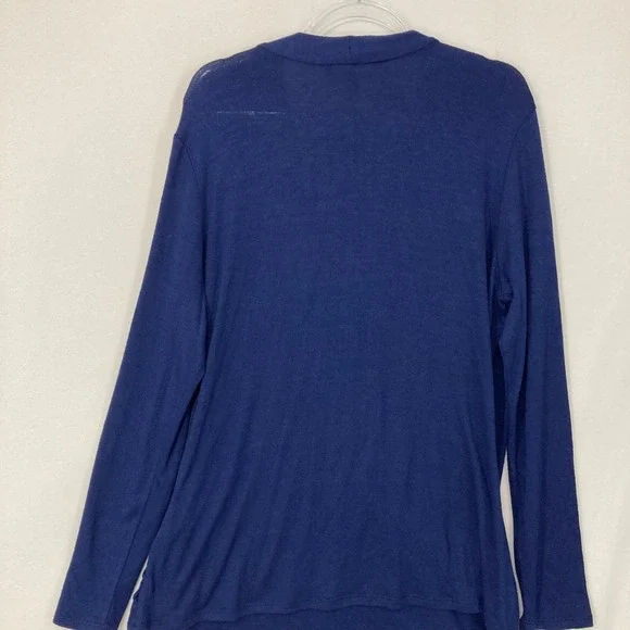 New 41 Hawthorn Surplice Wrap Knit Top XXL Navy Long Sleeve Ruched Preppy - Picture 7 of 9